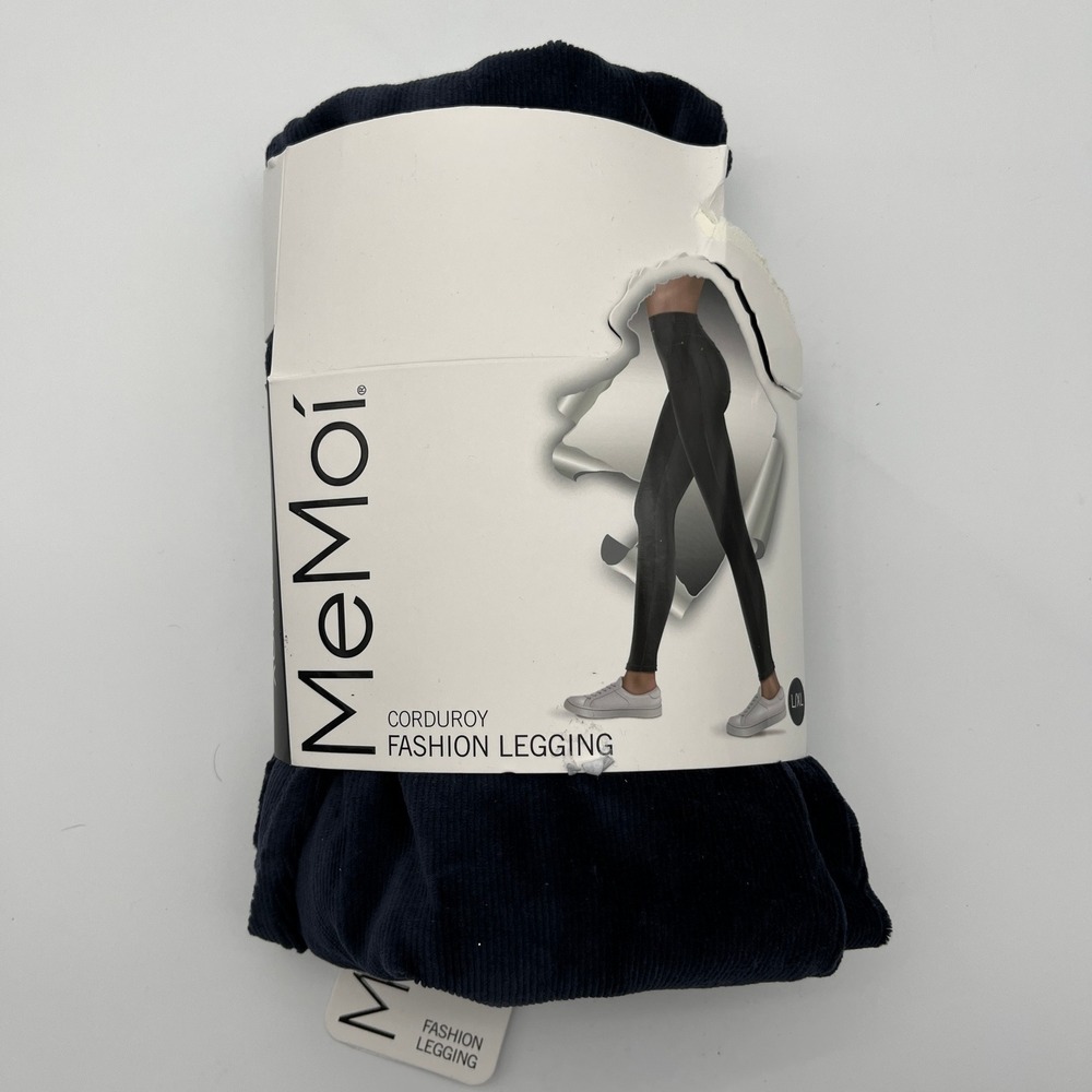 MeMoi Fashion Legging Womens L/XL Navy Corduroy Thin Ribbed MQ-001 Stretch